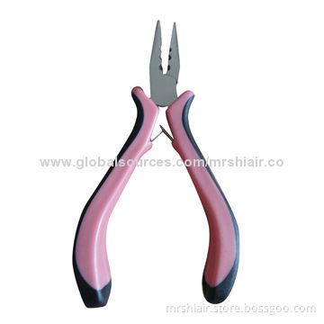 Extensions plier hair accessories, pink stainless steel bent flat plier for micro ring loop hair